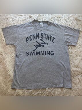 Vintage 90s Penn State Nittany Lions Swimming T Shirt Grey Graphic Size M